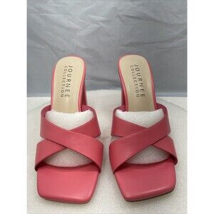 Journee Collection Chazz Crisscross Dress Sandals, Coral, Women Size 6 Item#268